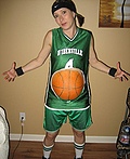 Basketball Player Costume for Pregnant Women - 2010 Halloween Costume Contest Basketball Belly Costume