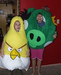 Angry Birds Homemade Costumes - 2011 Halloween Costume Contest King Pig and the Angry Yellow Bird Costume