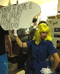 Roy Lichtenstein Pop Art Costume - 2011 Halloween Costume Contest Roy Lichtenstein Painting Costume