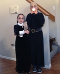 Addams Family Wednesday and Uncle Fester Costume