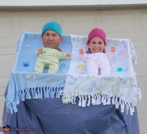 twin babies in halloween costumes