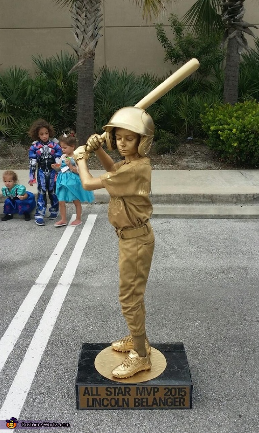 Shiny DIY Baseball Trophy Costume for a Boy