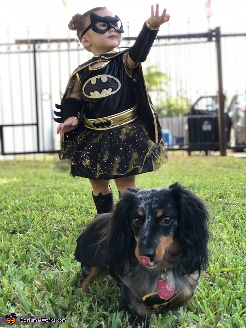 Bat Girl and her trusty sidekick DogBat Costume