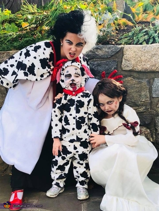 Cruella and Dalmation and Annabelle Costume | Original DIY Costumes ...