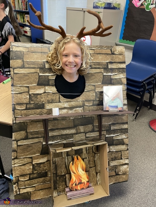 Deer mount above a Fireplace Costume