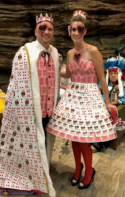 King and Queen of Hearts Playing Card Couples Fancy Dress Costume