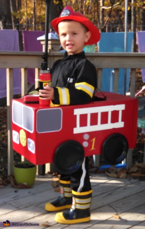 Fireman in Fire Truck Costume