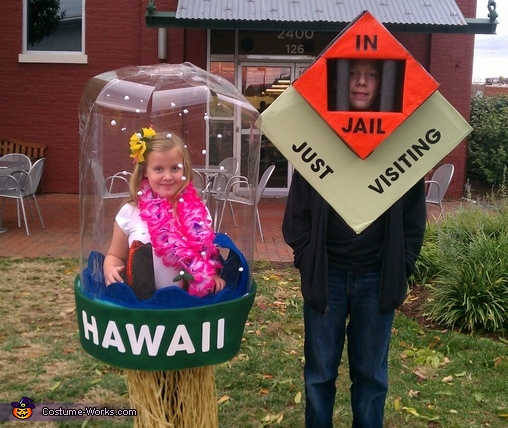 Hawaii Snow Globe and Monopoly in Jail Costume