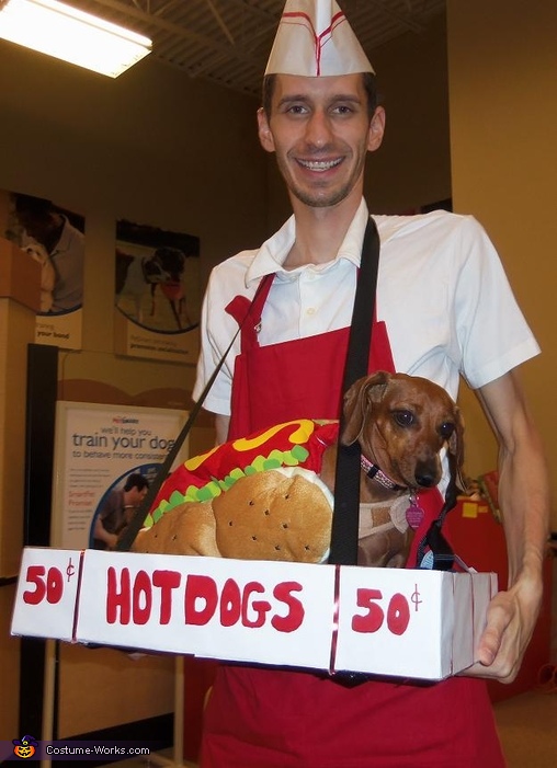 Hot Dog Vendor and Hot Dog Costume