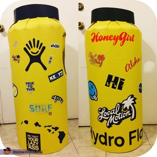yellow hydro flask with stickers