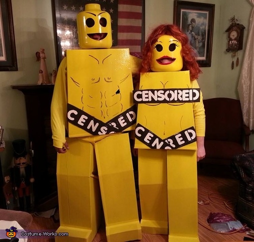 lego nudists couple s diy halloween. 
