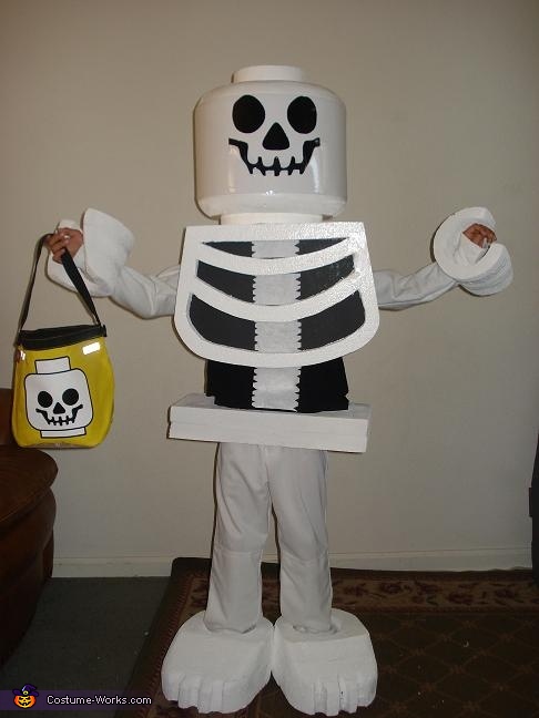 Kids Boys LEGO Prestige Skeleton Halloween Costume Tunic Pants Hands Mask S L 