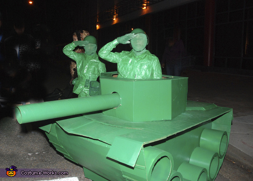 Life Size Green Army Men in a Tank Costume