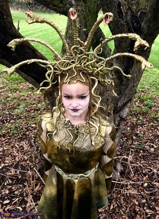 Girl's Homemade Medusa Costume