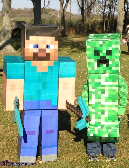Minecraft Steve and Creeper Costumes