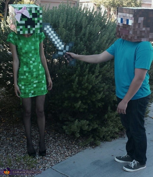 Minecraft Steve and Creeper Couple Costume