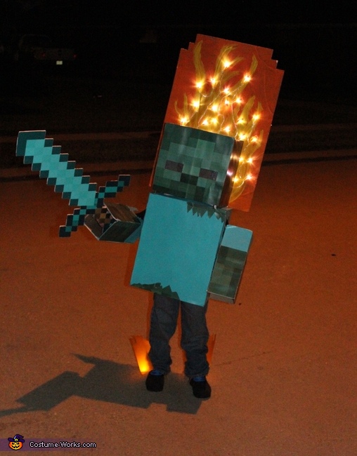 Minecraft Zombie on Fire Costume