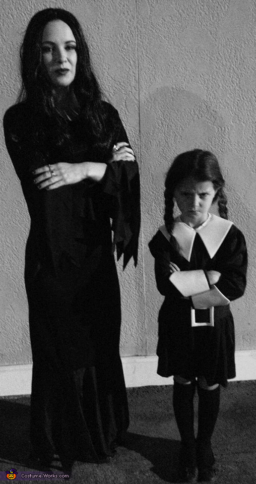Morticia and Wednesday Addams Halloween Costumes