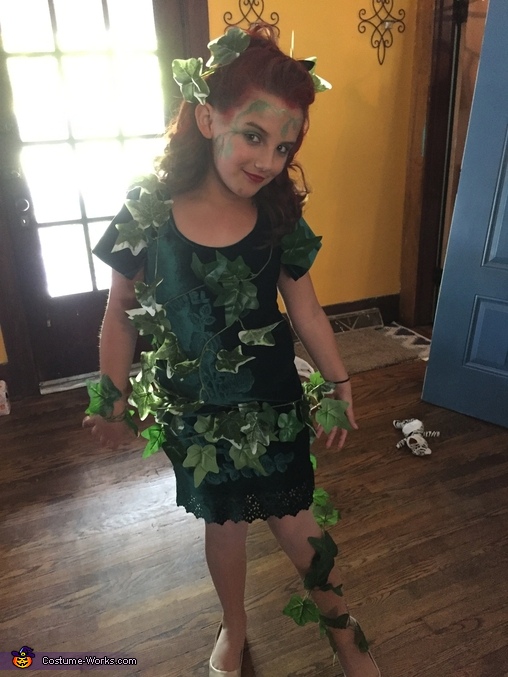 Diy Poison Ivy Girl S Costume No Sew Diy Costumes