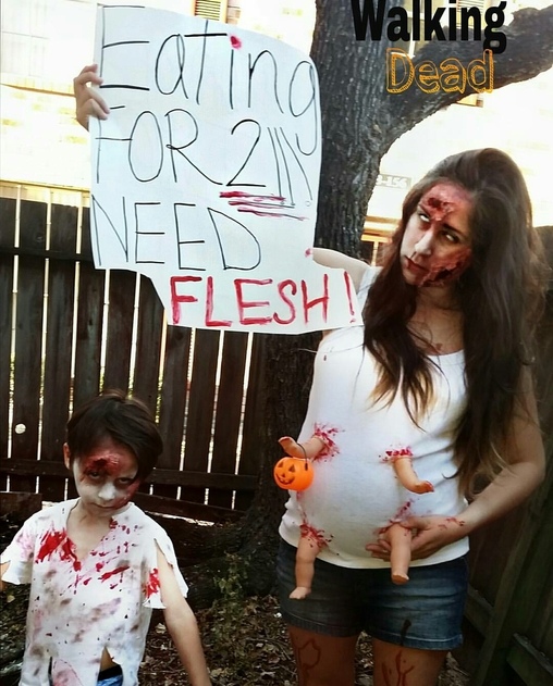 Pregnant Zombie and Zombie Boy Costume