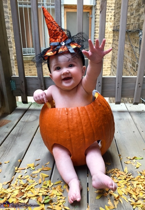 DIY Costumes Under $45 - Pumpkin Baby Photo Idea - Costume Works