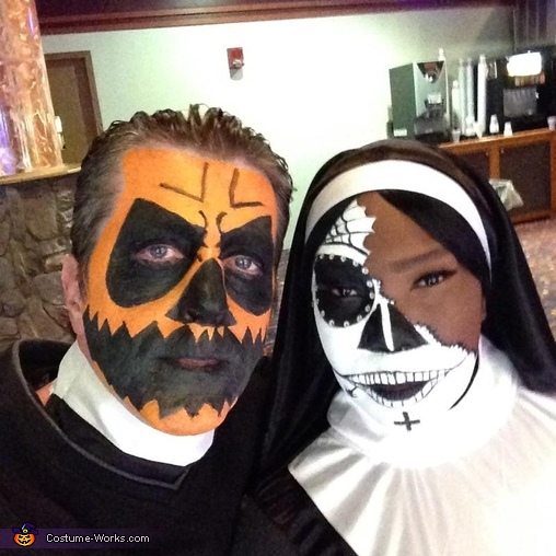 Pumpkin Head Priest and Sugar Skull Nun Costume
