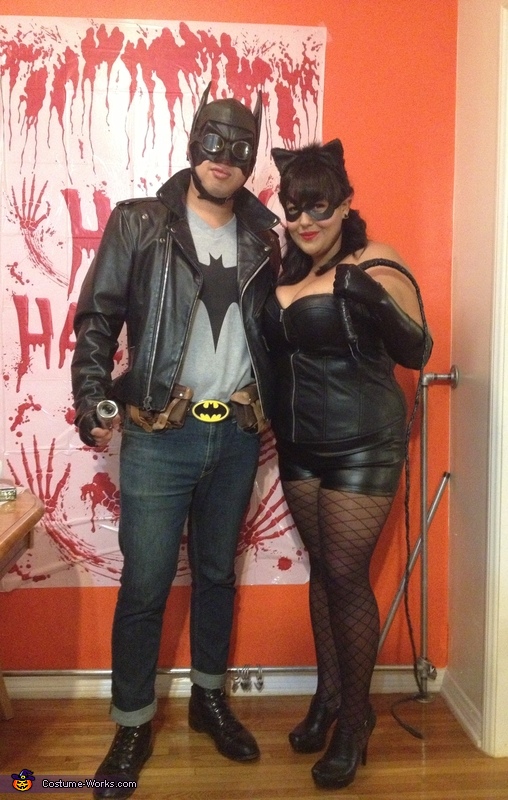 Rockabilly Batman and Pinup CatWoman Costume | No-Sew DIY Costumes