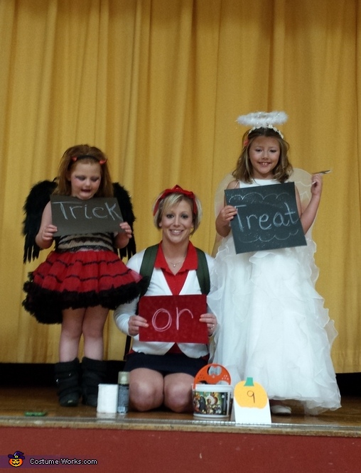 School Girl and the Angel and Devil on her Shoulder Costume