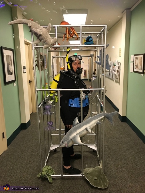 Scuba Diver in a Shark Cage Costume