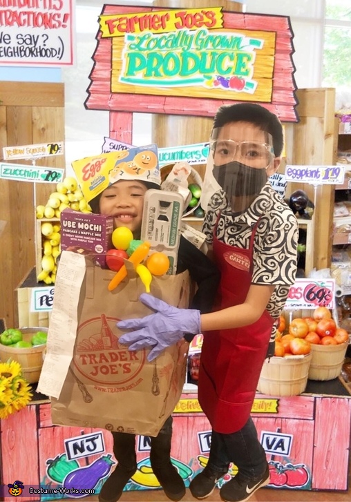 Trader Joe's Employee and a Bag of Groceries Costume
