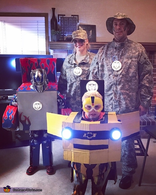 Transforming Optimus Prime and Bumble Bee Costume