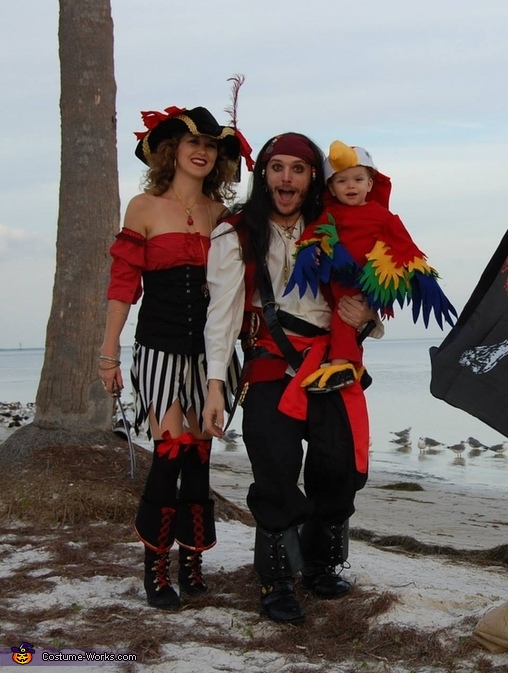 Two Pirates and a Parrot Family Costume