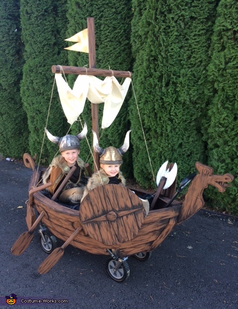 Two Vikings and a Ship Costume