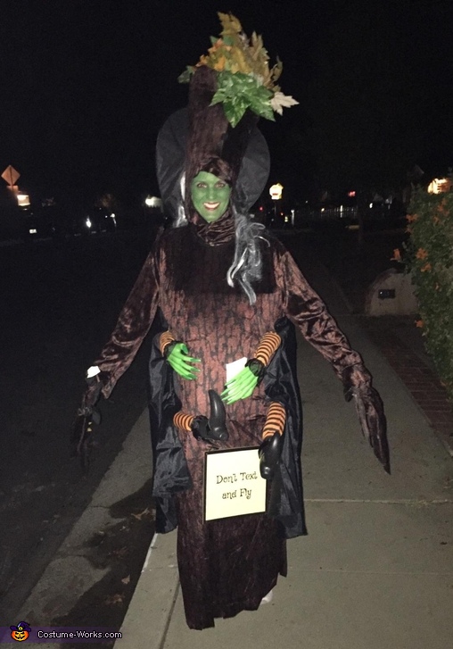 Don't Text and Fly: Witch Smashed into Tree Costume