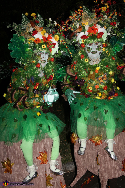 Woodland Nymphs Sitting on Tree Stumps Costume | Creative DIY Ideas