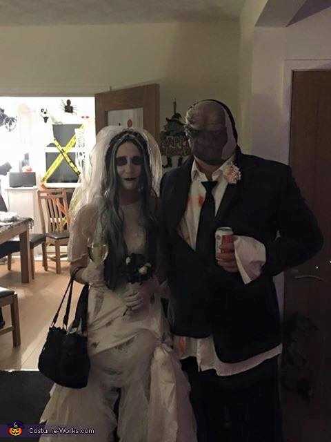 Zombie Bride And Groom Couples Costume No Sew Diy Costumes 1197