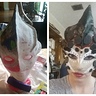 Photo #9 - the mask in the begging stages (left) and when I wore it for the first time (right)