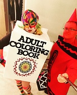 Adult Coloring Book and Crayon Homemade Costume