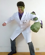 Bruce Banner transforming into the Incredible Hulk Homemade Costume