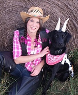 Cowgirl and her Pet Cow Homemade Costume