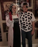 Cruella de Vil and a Dalmatian Homemade Costume