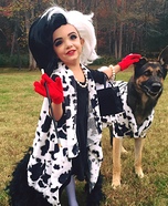 Cruella de Vil and her Terrified Dalmatian Homemade Costume