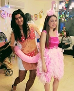 Girl in a Flamingo Pool Float Homemade Costume