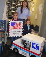 Mail Carrier and Postage Stamp Kids Homemade Costume