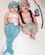 Mermaid and Fisherman Baby Twins Homemade Costume