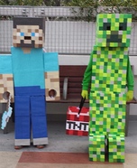 Minecraft Steve & Creeper Homemade Costumes