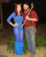 Fantasia de Halloween dos casais: Paul Bunyan e Babe the Blue Ox Traje de Halloween