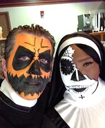 Pumpkin Head Priest and Sugar Skull Nun Homemade Costume