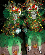 Woodland Nymphs Sitting on Tree Stumps Homemade Costume